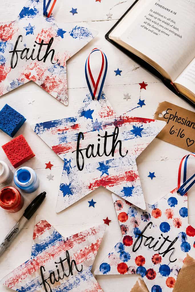 several large white cardstock stars