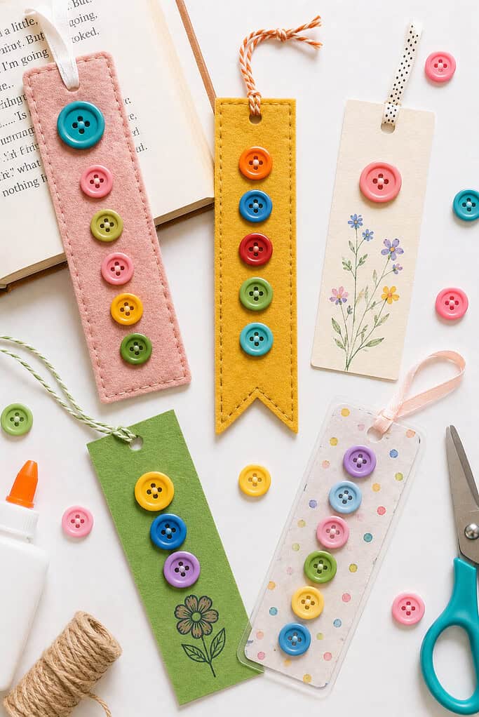 handmade bookmarks crafted from textured cardstock and soft felt