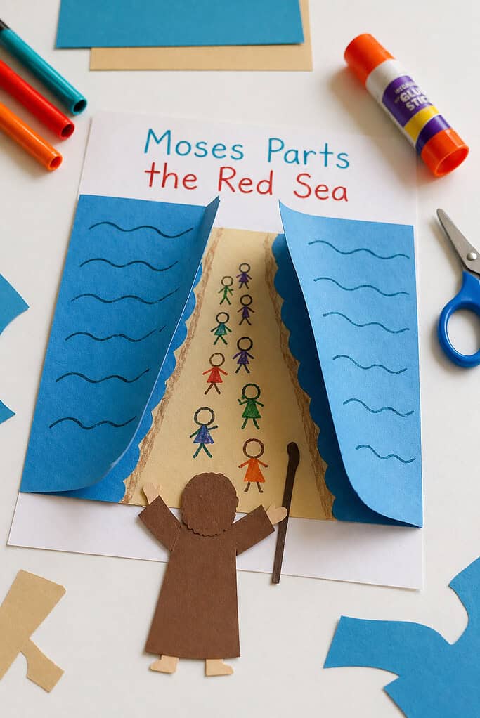 a “Moses Parts the Red Sea” kids craft