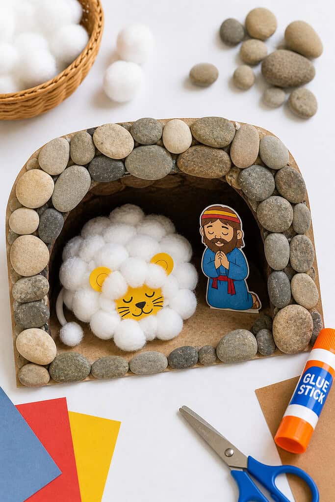a small piece of cardboard transformed into a cave scene.