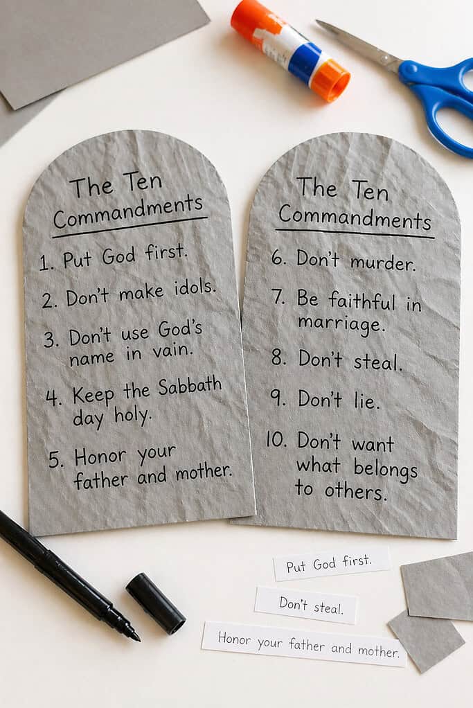 a “Ten Commandments Stone Tablets” kids craft