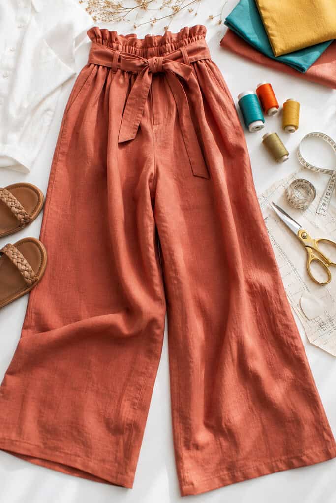 A beautifully sewn pair of wide-leg linen trousers
