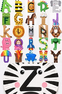 Colorful alphabet craft letters for children from A to Z.