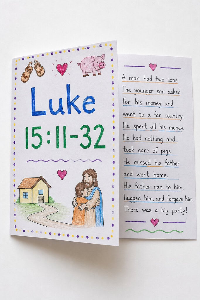 a single piece of white or lightly colored cardstock folded into a simple card.