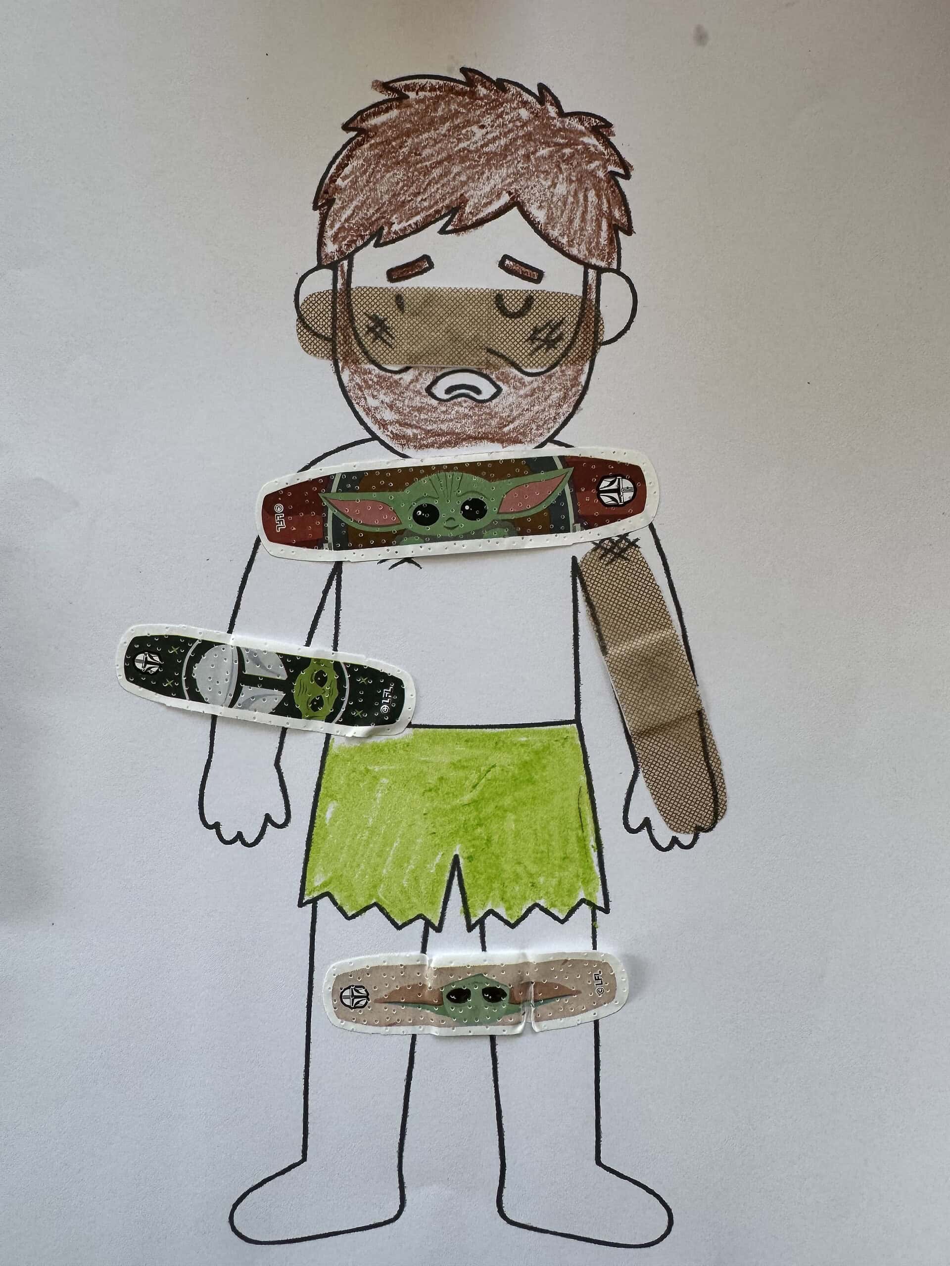 Close-up of the Good Samaritan bandage craft by Bruna and her daughter